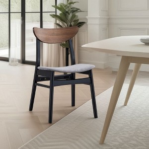Royal Hampton Dining Side Chair Set of 2, Gray Linen Seat, Scandinavian Black - 1 of 4