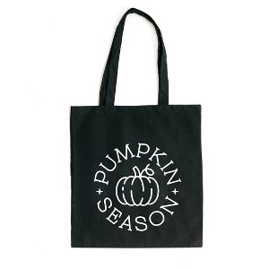 City Creek Prints Pumpkin Season Circle Canvas Tote Bag - 15x16 - Black - 1 of 2