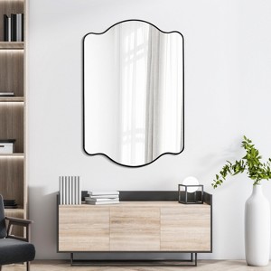 JONATHAN Y Louisa Medium Scalloped Rectangular Metal Framed Wall Mirror - 1 of 4