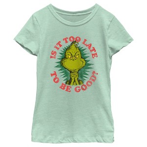 Girl's Dr. Seuss Christmas Grinch Is it too Late T-Shirt - 1 of 4