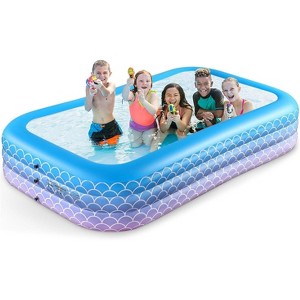 Sunrio Inflatable Family Pool 120" x 72" x 22" – Large Backyard Pool for Kids and Adults - 1 of 4