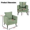 Mid Century Upholstered Accent Chair with Cushion and Wood Legs,Fabric Armchair for Living Room or Bedroom-Cuddlewood - 4 of 4