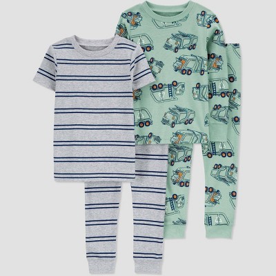 Carter&#39;s Just One You&#174; Toddler Boys&#39; Garbage Trucks Printed &#38; Striped Pajama Set - Green/Gray