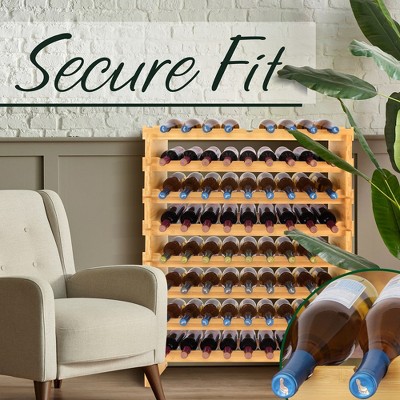 Bamboo 8-Tier Stackable 72-Bottle Wine Rack