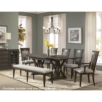 Roundhill Furniture Grant Nailhead Trim Upholstered Dining Bench, Grey