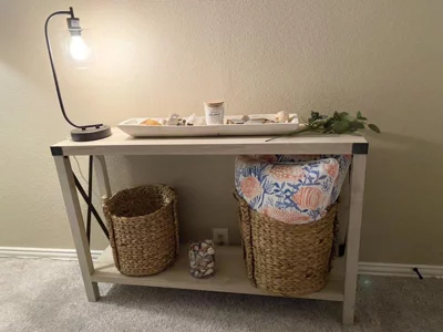 user image by Riri, Sophie Rustic Industrial X Frame Entry Table - Saracina Home