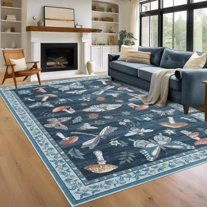 coucheta Washable Area Rug, Multi-size Modern Insect Print Stain Resistant Non Slip Low Pile Farmhouse Carpet, for Living Room, Bedroom, Dining Room - 1 of 4