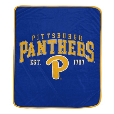 NCAA Pitt Panthers Vintage Arch Block Flannel Fleece Blanket: Sports Team Logo Plush