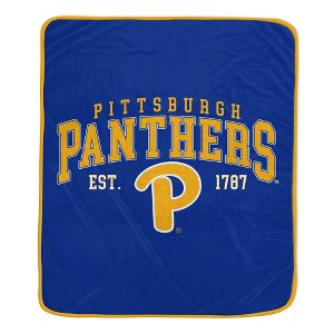 NCAA Pitt Panthers Vintage Arch Block Flannel Fleece Blanket: Sports Team Logo Plush - 1 of 1
