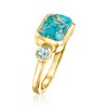 Ross-Simons Turquoise and 0.20 ct. t.w. Sky Blue Topaz Ring in 18kt Gold Over Sterling - 3 of 4