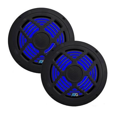 ATG Audio Marine 6.5" Coaxial Speakers with RGB LEDs, Pair, Black, 160w - ATG6.5MRGB-B