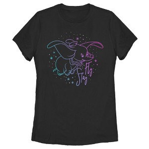 Women's Dumbo Stay Fly Outline T-Shirt - 1 of 4