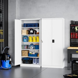 Mlezan Storage Cabinet with Locking Doors, 72" Tall 18" Deep Metal Cabinet with 5 Adjustable Shelves for Garage，Pantry, Office,  Home Kitchen,Garage - 1 of 4