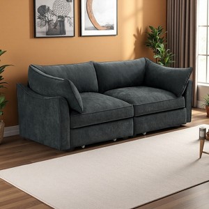 2-Seater Chenille Storage Loveseat with Pull-Out Drawers - 1 of 4
