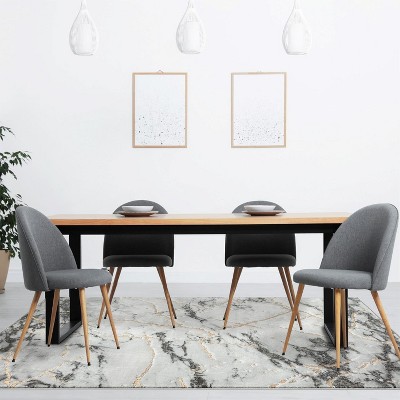 Ivory 5' x 7' Abstract Stain-Resistant Synthetic Area Rug