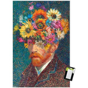 Trends International Reinders: Master Twist - Van Gogh Self Portrait Flowers Unframed Wall Poster Print White Mounts Bundle 22.375" x 34" - 1 of 4