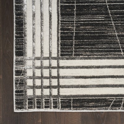 Charcoal Silver Geometric 9' x 12' Synthetic Area Rug
