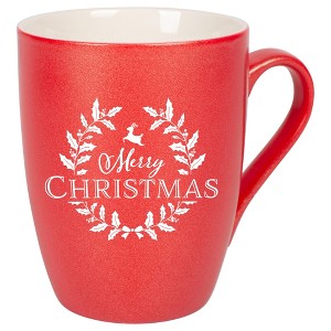 Elanze Designs Merry Christmas Crimson Red 10 ounce New Bone China Coffee Cup Mug - 1 of 4