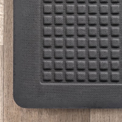 Blue and Brown Rectangular Stain-Resistant Synthetic Comfort Mat