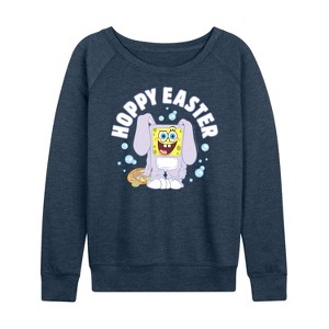 Women's - SpongeBob Squarepants - Hoppy Easter Lightweight French Terry Wide Neck Long Sleeve Shirt - 1 of 4