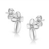 Haus of Brilliance Silver Prong Set Diamond Accent Floral Cross Stud Earring - 2 of 4