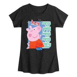Girls' - Peppa Pig - Hey Fitted Short Sleeve Graphic T-Shirt - 1 of 4