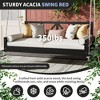 Twin Size Outdoor Acacia Wood Patio Swing Daybed with High Back & Armrests, 16.4ft Hemp Ropes, Hanging Porch Swing Frame - 3 of 4