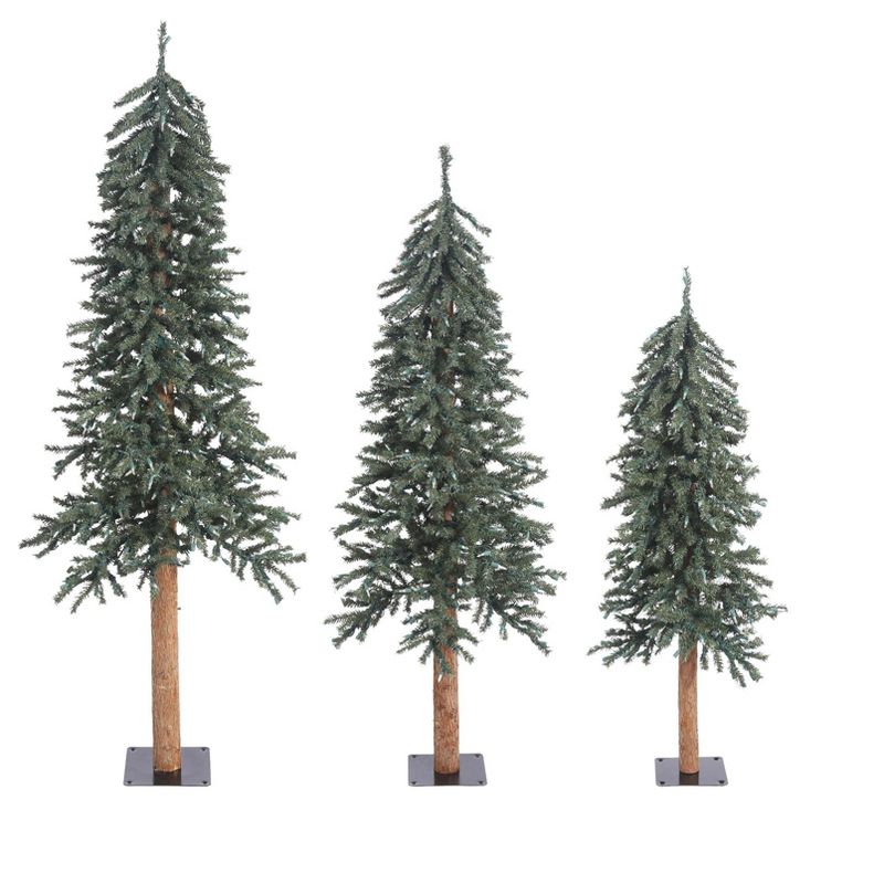 Vickerman Natural Bark Alpine Artificial Christmas Tree Set Unlit, 1 of 5