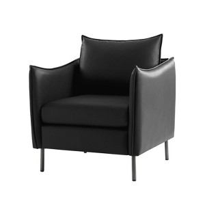 Colin Modern Anti-scratch Fabric Armchair with Black Metal Legs Set of 2 | Artful Living Design - 1 of 4