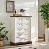 DOMETOUR 7 Drawer Wooden Dresser Chest with Base and Riser Trim, Rustic Storage for Bedroom, Living Room - 2 of 4