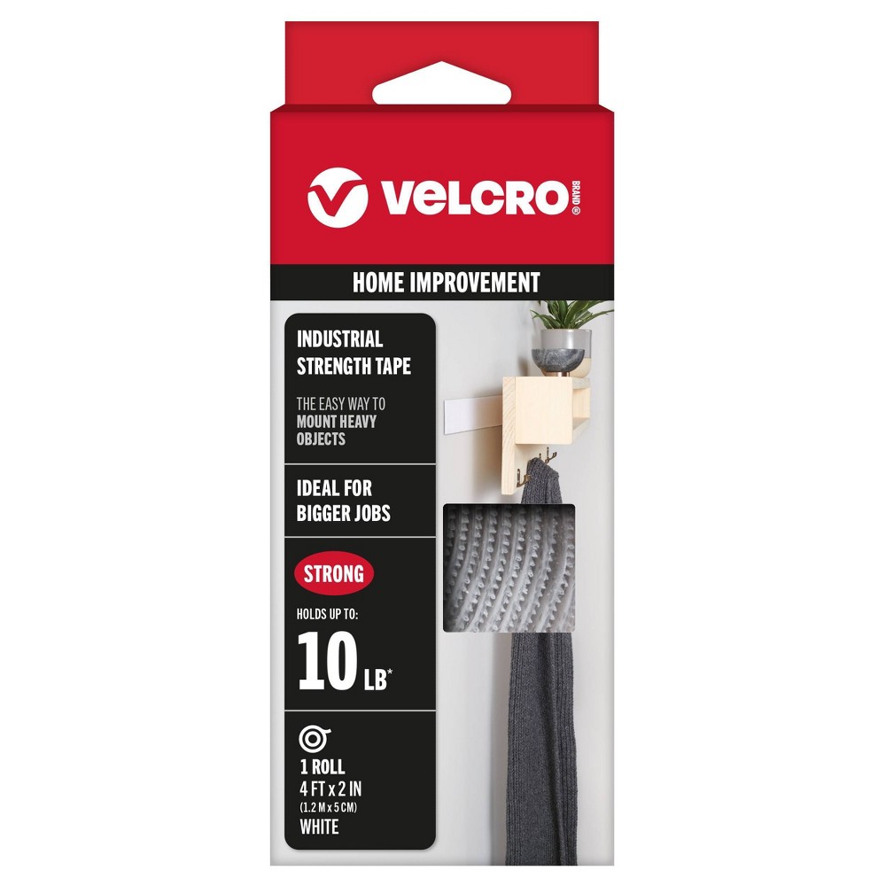 Photos - Creativity Set / Science Kit VELCRO 4' x 2" Industrial Strength Tape: Heavy Duty Double Sided Adhesive Strip, White, 1 Pack