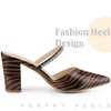 Perphy Women's Zebra Print Pointed Toe Rhinestones Strap Chunky Heel Mules - 4 of 4
