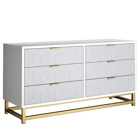 3/4/6 Drawer Dresser for Bedroom, Wood Chest of Drawers with Metal Legs, Modern Storage Dresser Chest Cabinet Organizer, for Living Room - image 1 of 4