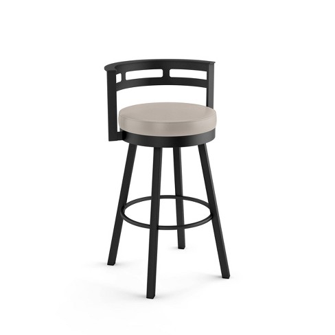 Amisco Render Upholstered Counter Height Barstool Cream/Black: Modern Metal Design, Integrated Armrests, Faux Leather - image 1 of 4