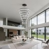 7-Light Ring Black Commercial Modern LED Chandelier, Dimmable Pendant Lighting for Hotel Lobby, Reception, High Ceilings - 3 of 4