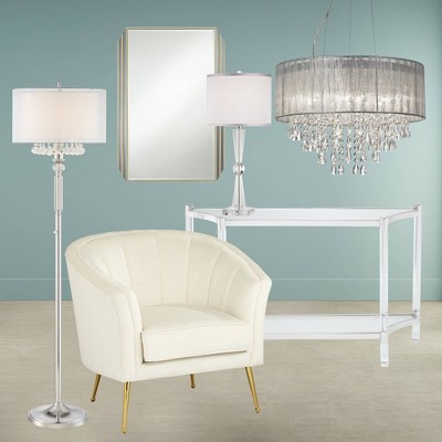 Jolie 20" Chrome Crystal Drum Shade Chandelier