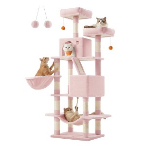 Feandrea 66.1/81.1"H Cat Tree Cat Tower for Indoor Cats, Plush Multi-Level Cat Condo with Scratching Posts, Perches, Caves, Hammock - 1 of 4