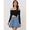INSPIRE CHIC Women's Vintage Summer High Waist with Belt A-Line Mini Jean Skirts - 3 of 4