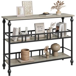 43" Narrow Console Table with Shelves, 3 Tier Industrial Entryway Sofa Table, Space Saving Rustic Hallway, Living Room Side Table - 1 of 4