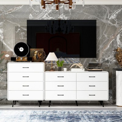 FUFU&GAGA White Rounded - corner Drawer Cabinets: Flexible Combinations, Ample Storage for Home
