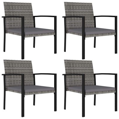 vidaXL Modern Dining Chairs 4 Pcs, Patio Rattan Dining Chair with Cushion, Outdoor Wicker Dining Chair