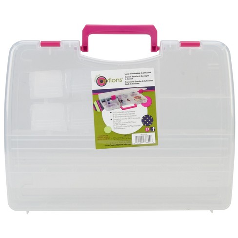 Creative Options Pro Latch Connectable Satchel 5-22 Compart-14.75X2X11  Clear W/Magenta