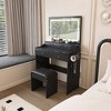 Makeup Vanity Desk Vanity Table Dressing Table with 3-Mode Lighted Large Mirror, 5 Drawers, Power Outlet & Hair Dryer Holder - ModernLuxe - 2 of 4