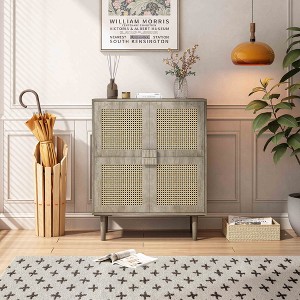 APRILSOUL 4-Doors Rattan Mesh Storage Cabinet, Sideboard with Eight Storage Spaces, for Entryway, Living Room, Hallway - 1 of 4