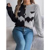 Clearlove Halloween  Pumpkin Colorblock Long Sleeve Pullover Sweater - 3 of 4