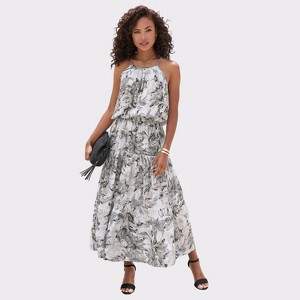 Women's Floral High Neck Maxi Dress - LASCANA - 1 of 4