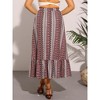 INSPIRE CHIC Women's Summer Boho Elastic High Waist A-Line Spring Printed Midi Skirt - 3 of 4