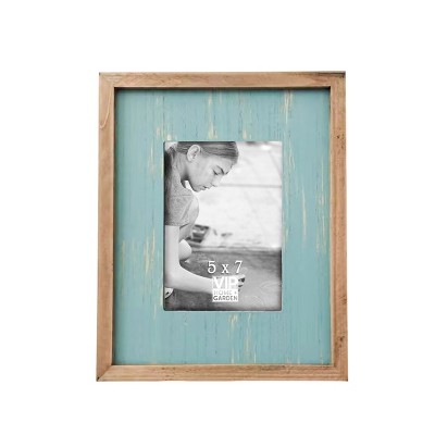 VIP Wood 11.8 in. Blue Washed 5x7 Photo Frame