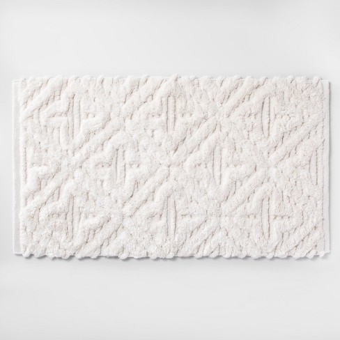 Textured Diamond Shag Bath Rug Cream - Opalhouse™ : Target