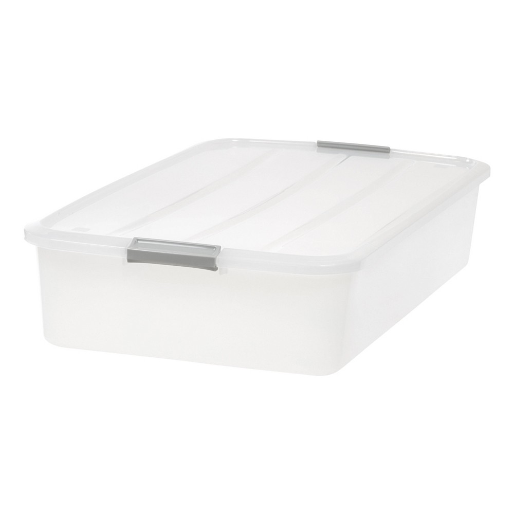 IRIS 50qt Under Bed Storage Containers Plastic Storage Bins with Lids Clear